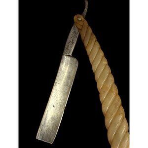 Vintage German Straight Razor With Twisted Amber Handle By Alfred Field & Co.